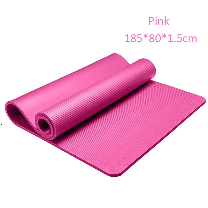 Pink 15 мм толстый нескользящий коврик для йоги из бутадиен-нитрильного каучука фитнес Растяжка Кемпинг гимнастика коврик для упражнений сумка ремень пот Smelless легко носить с собой коврики - Цвет: Pink