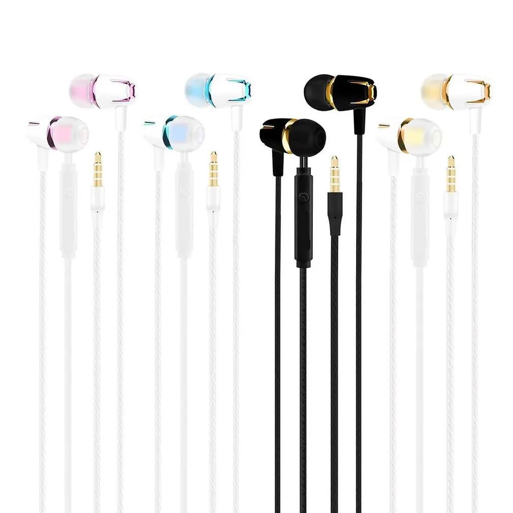 wired earphones electroplating bass sstereo in ear headphones with microphone hansfree gold call phone headsets for android ios free global shipping