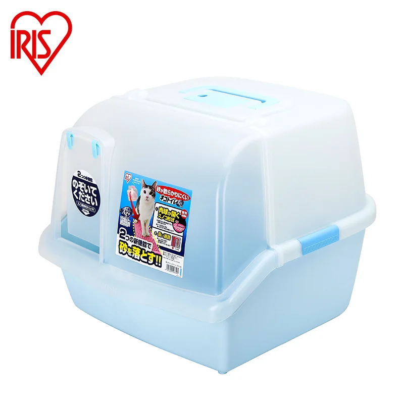 Двухслойная пластиковая коробка для туалета кошек с закрытым корпусом цвета