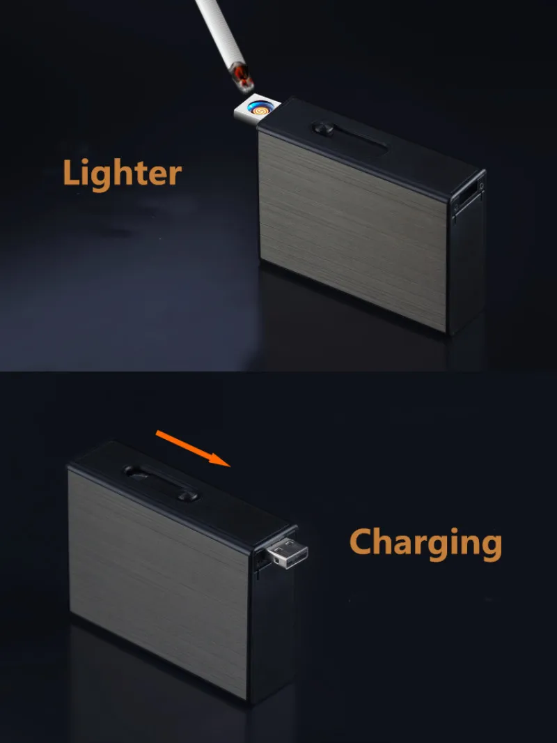 Открытый ветрозащитный держатель Ciagrette коробка со съемной электронная USB Зажигалка Беспламенного табака чехол для прикуривателя