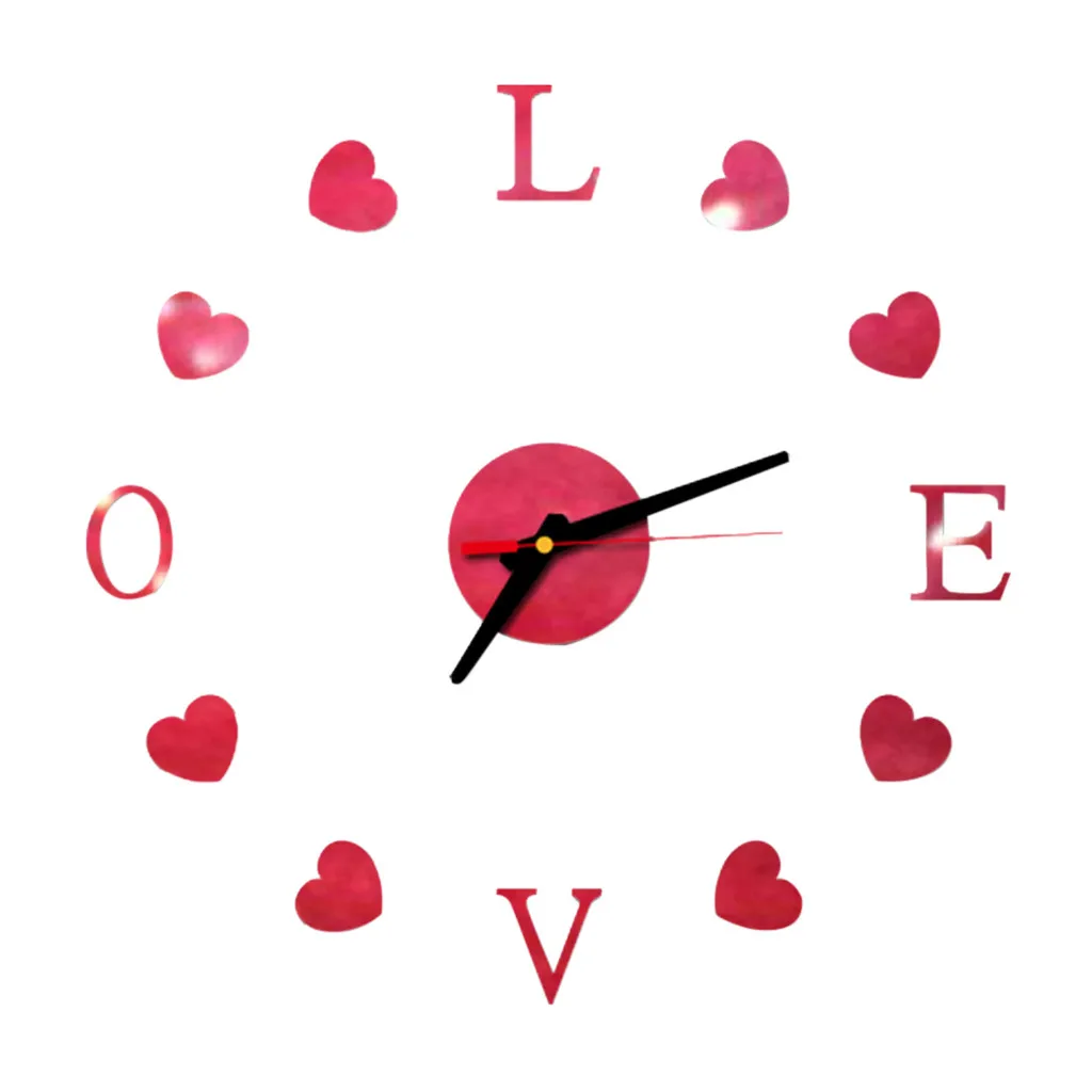 Сердце любовь Reloj De Pared часы зеркальные акриловые домашний декор DIY простой дизайн