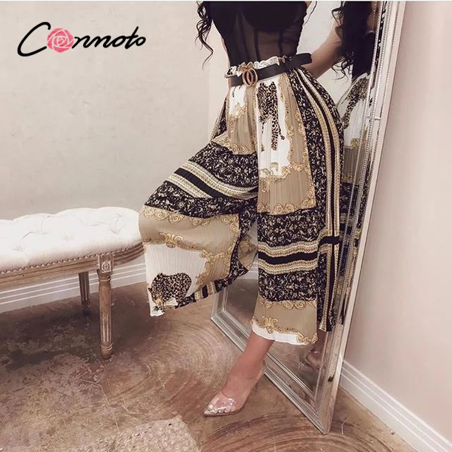 Женские плиссированные брюки Conmoto винтажные летние пляжные с широкими штанинами