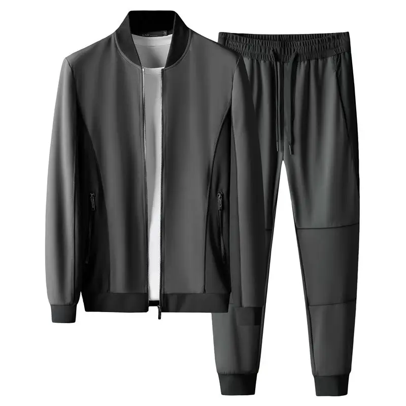 

Brand Stand Collar Mens Sets (sweatshirt+pants) High Quality Zipper Casual Sport Male Suits Fashion Elastic Waist Man Trousers