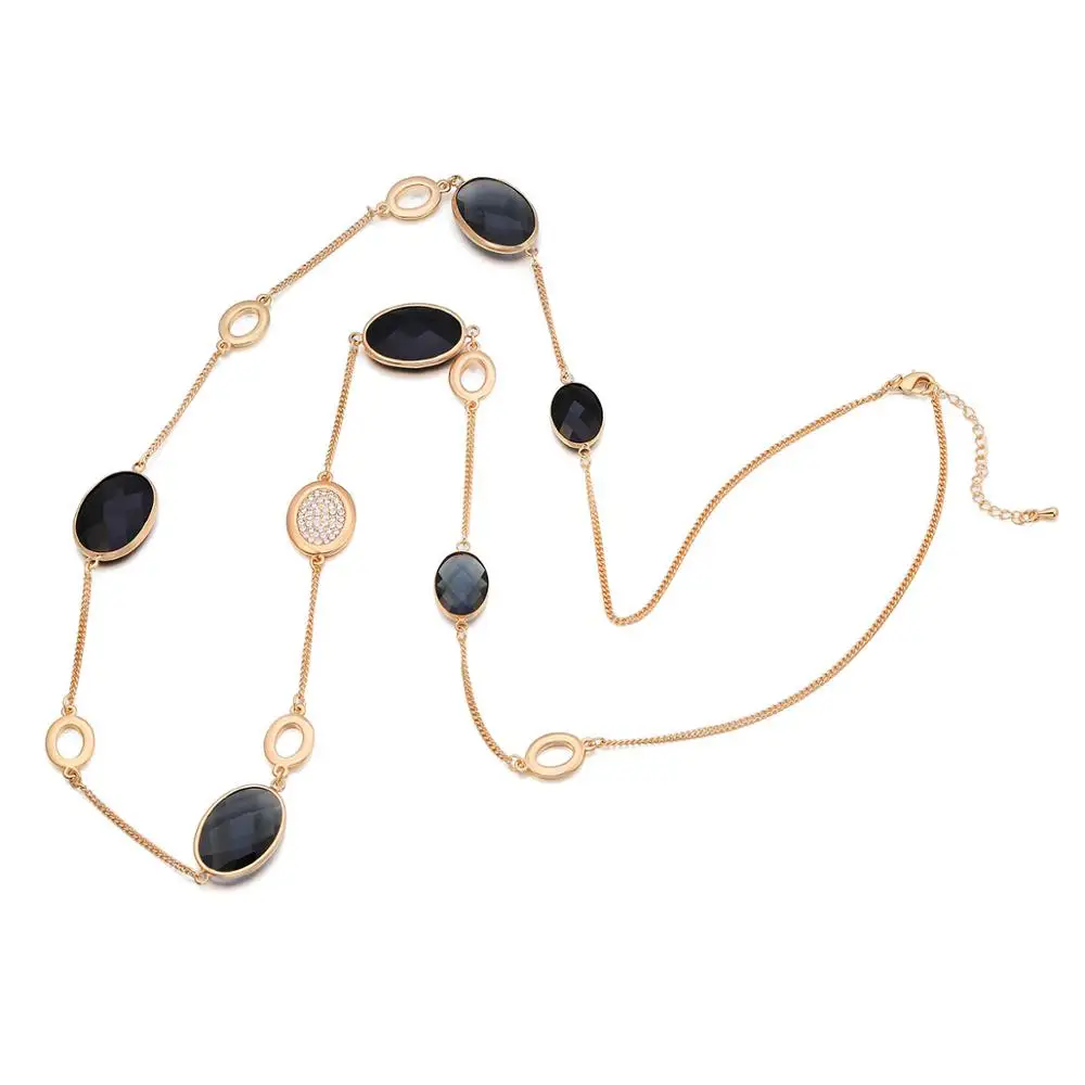 Женское длинное ожерелье Очаровательная цепочка для свитера черного цвета с