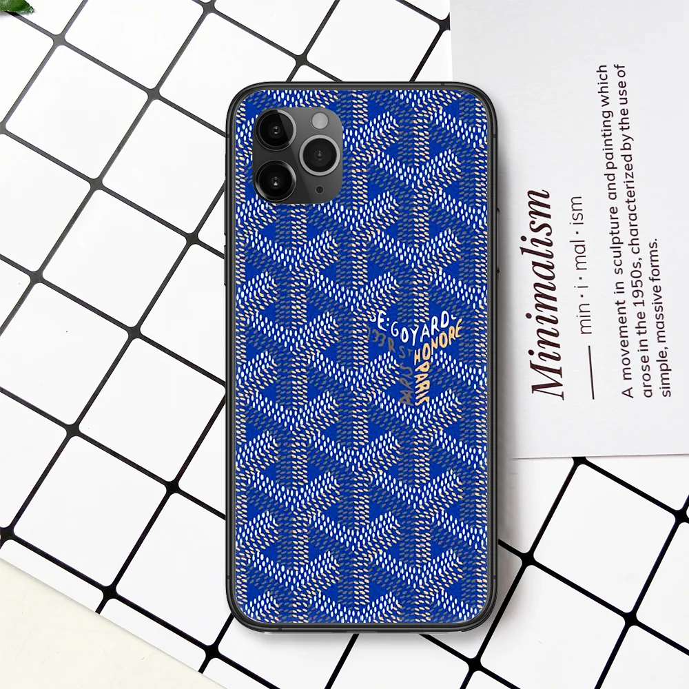 

Goyard Design Brand Phone Case Cover For Iphone 5 5S 6 6S PLUS 7 8 11 12 Mini X XR XS PRO SE 2020 MAX black Bumper Pretty Back