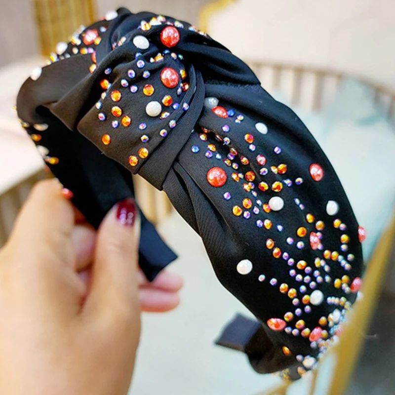 

Новинка обруч для волос модные женские аксессуары для волос широкая повязка для волос блестящая красочная повязка Стразы летняя головная п...