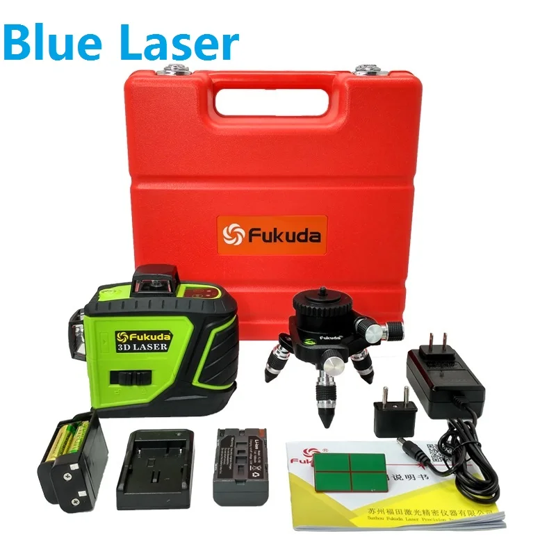 Blue laser 2 Fukuda бренд 12 линий 3D MW-93T-3G лазерный уровень самонивелирующийся 360 горизонтальный и вертикальный крест супер мощный зеленый лазерный луч - Цвет: Blue laser 2