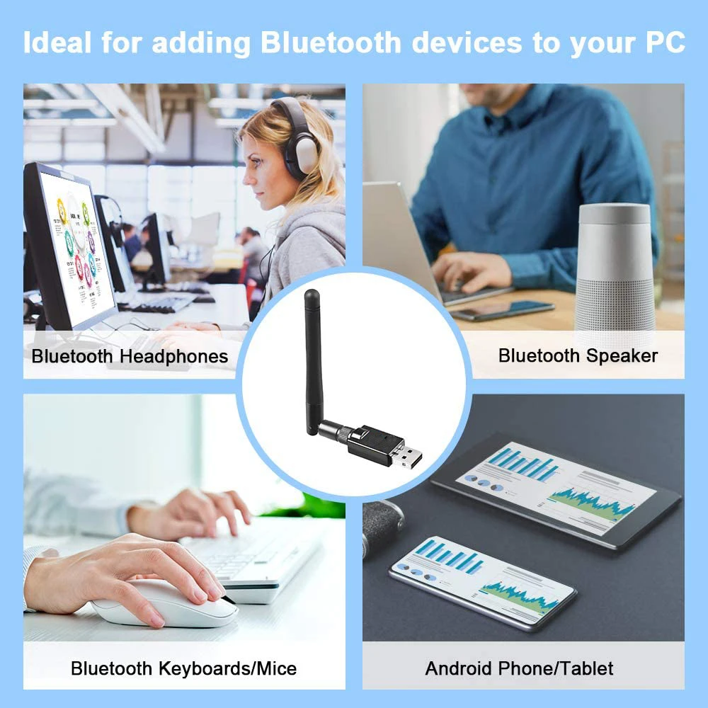 Electop USB Bluetooth 5.0 Adapter Dongle Antenna Long Range Wireless Audio Receiver Transmitter for PC Laptop Win 7 8/8.1 10 | Компьютеры