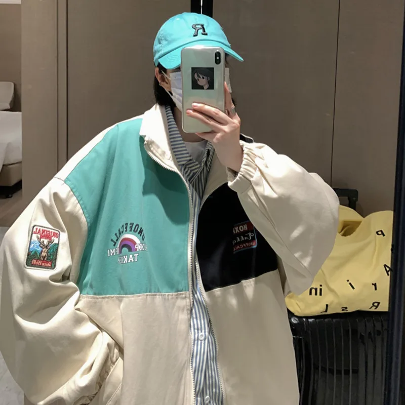 

Осенняя бейсбольная форма, Женская куртка в студенческом стиле, тонкая Свободная куртка большого размера с принтом, Женская куртка-кардига...