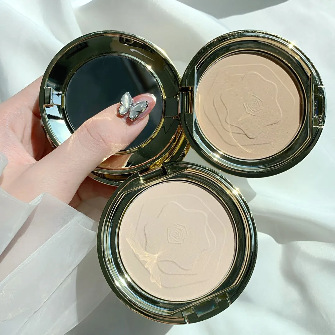 

GUICAMI Mineral Face Pressed Powder Oil Control Natural Foundation Powder 2 Colors Smooth Finish Concealer Setting Powder