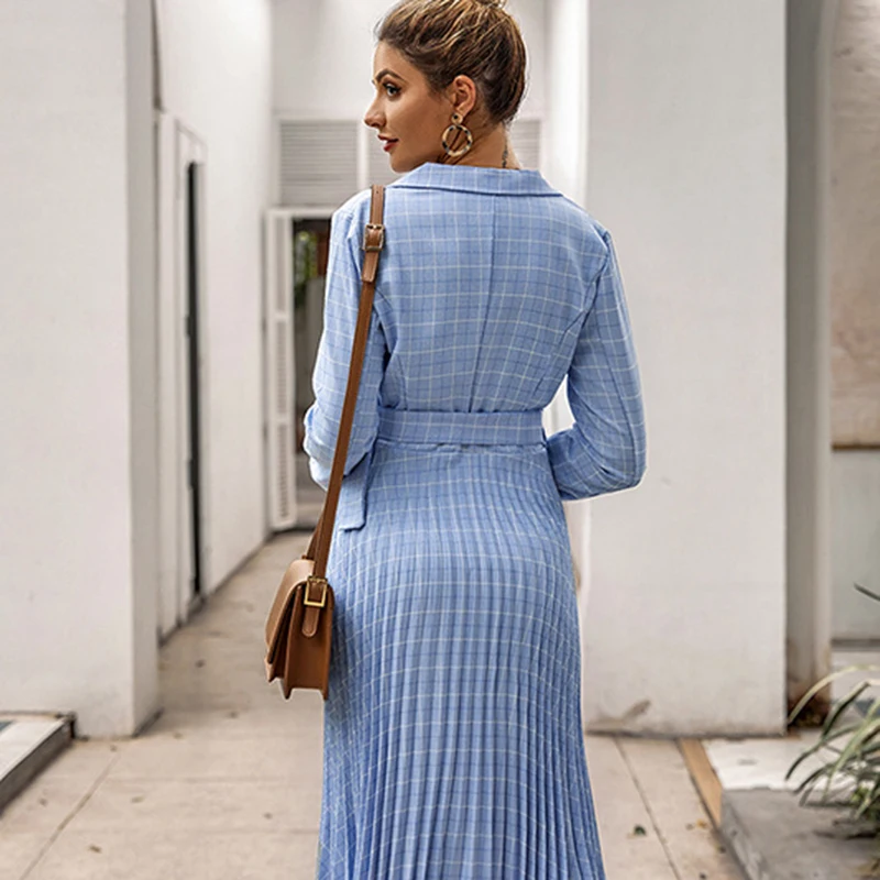 2019 осень и зима новое платье Плиссированное Европейское американское модное