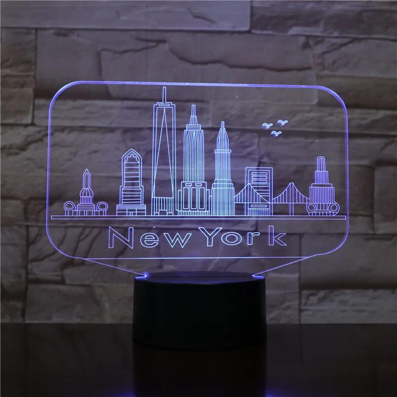 

New York Famous Buildings Usb 3d Led Night Light City Atmosphere Lamp Decoration RGB Kids Baby Gift Bedside Neon App Control