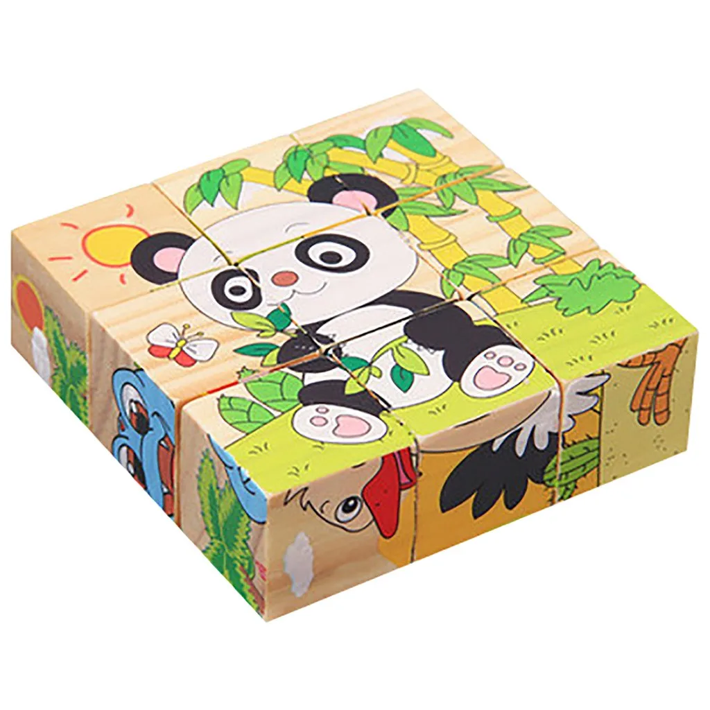 

Baby Wooden Jigsaw Puzzle Board 9 Pieces 3D Animal Jigsaws Boards Early Learning Toy Pre-education Kids Wooden Block Puzzle