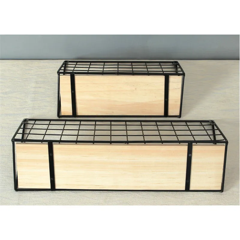 Металлическая проволочная деревянная настенная полка для кухни ванной комнаты