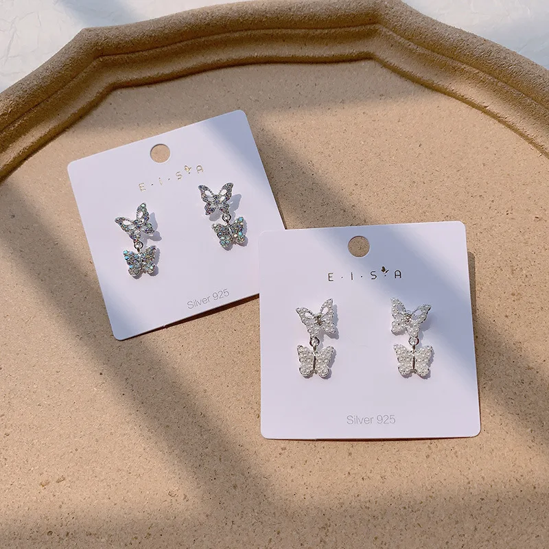 2020 модный элегантный Кристальный серьги бабочки простые милые корейские женские