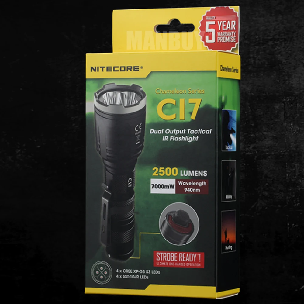 値段 2021 Nitecore CI7 + Ui1 Usb充電器 + NL1835HPバッテリー2500ルーメンir懐中電灯デュアルビームスイッチングトーチアウトドアキャンプ狩猟