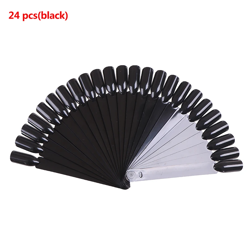 

1Set Clear Nature Black False Tips For Nail Art Display Oval Fan Style Nail Swatch Polish Stand Tips Practice Manicure Tools