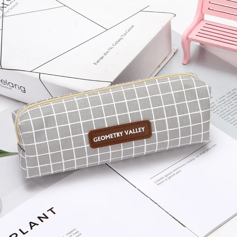 Лаконичный однотонный черный пенал для девочек и мальчиков школьный холщовый