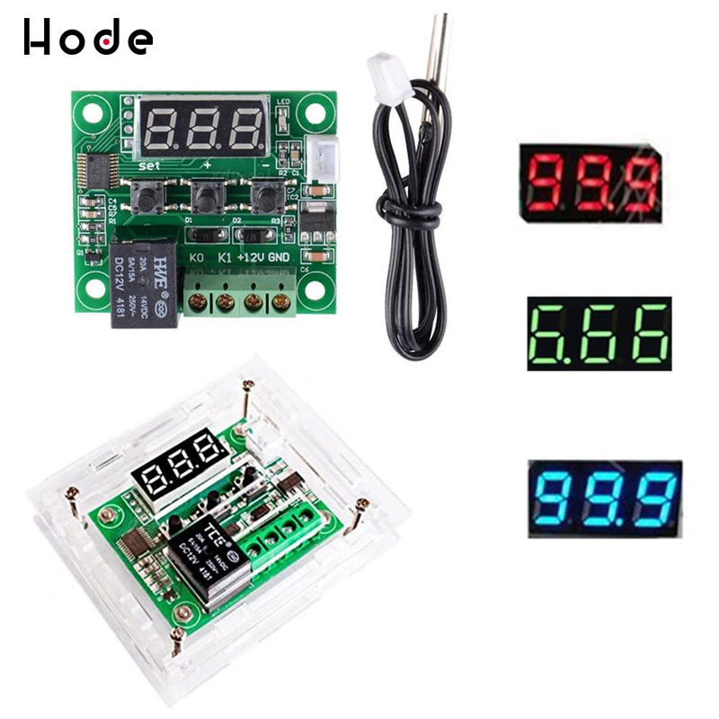 W1209 DC 12V красные синие зеленые белые светодиодный цифровой термостат Контроль
