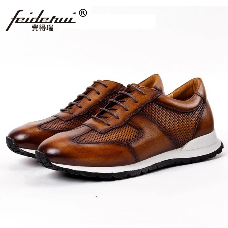 Кроссовки мужские летние из натуральной кожи дышащие с круглым носком удобная