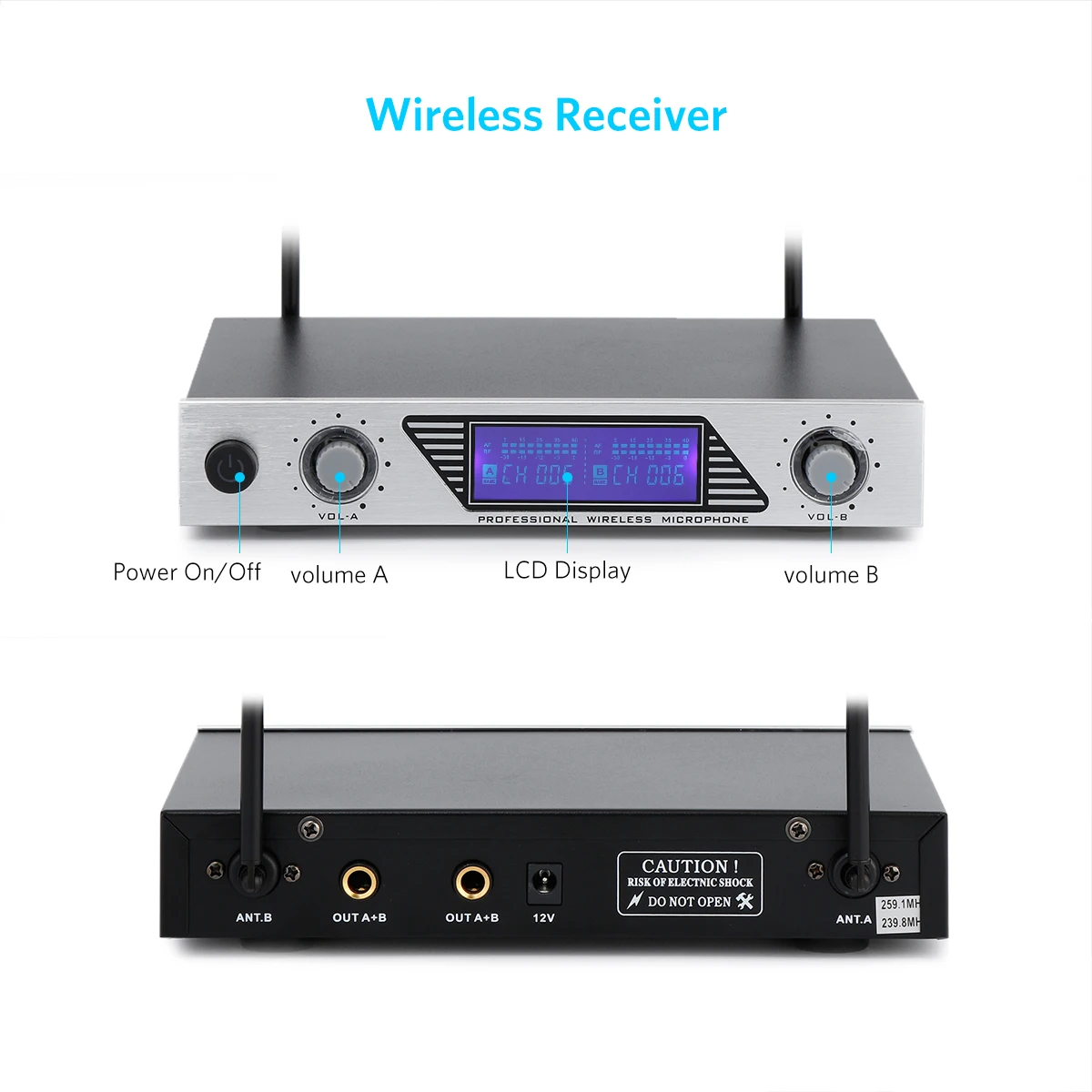 ARCHEER портативные микрофоны UHF частоты динамическая капсула 2 канала беспроводной микрофон для караоке системы с ЖК-дисплеем