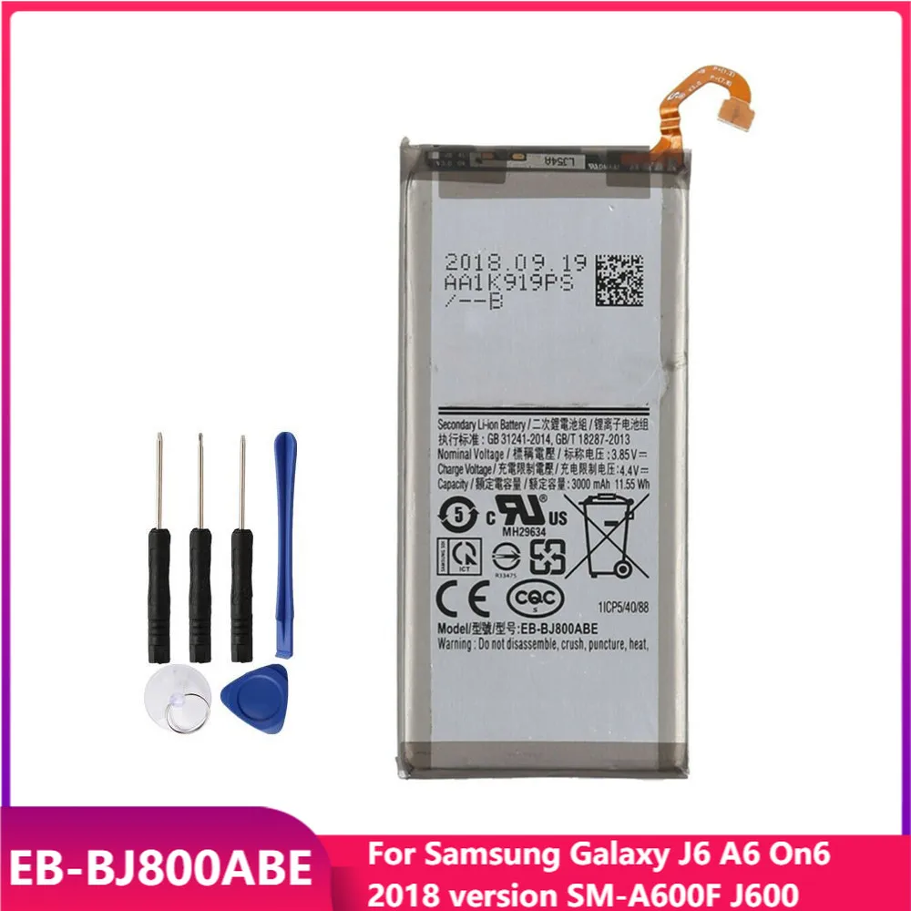 

Original Phone Battery EB-BJ800ABE For Samsung Galaxy J6 A6 On6 2018 version SM-A600F J600 Replacement Batteries 3000mAh