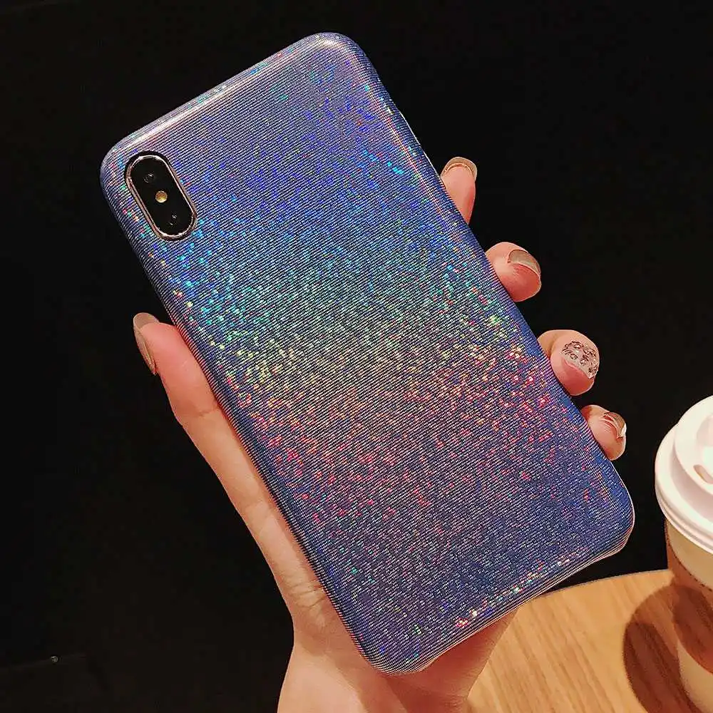 KISSCASE мягкие блестящие градиентные лазерные Чехлы для iPhone X XS Max XR силиконовые 8 7 6 6S