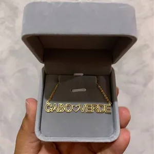 Персонализированные Имя ожерелье двойная линия полые таблички ювелирные изделия из нержавеющей стали вырезанные Подвески буква инициалы подарок дружбы