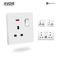 avoir usb wall socket eu standard electrical sockets white large plastic panel multi function socket with switch ac110 250v