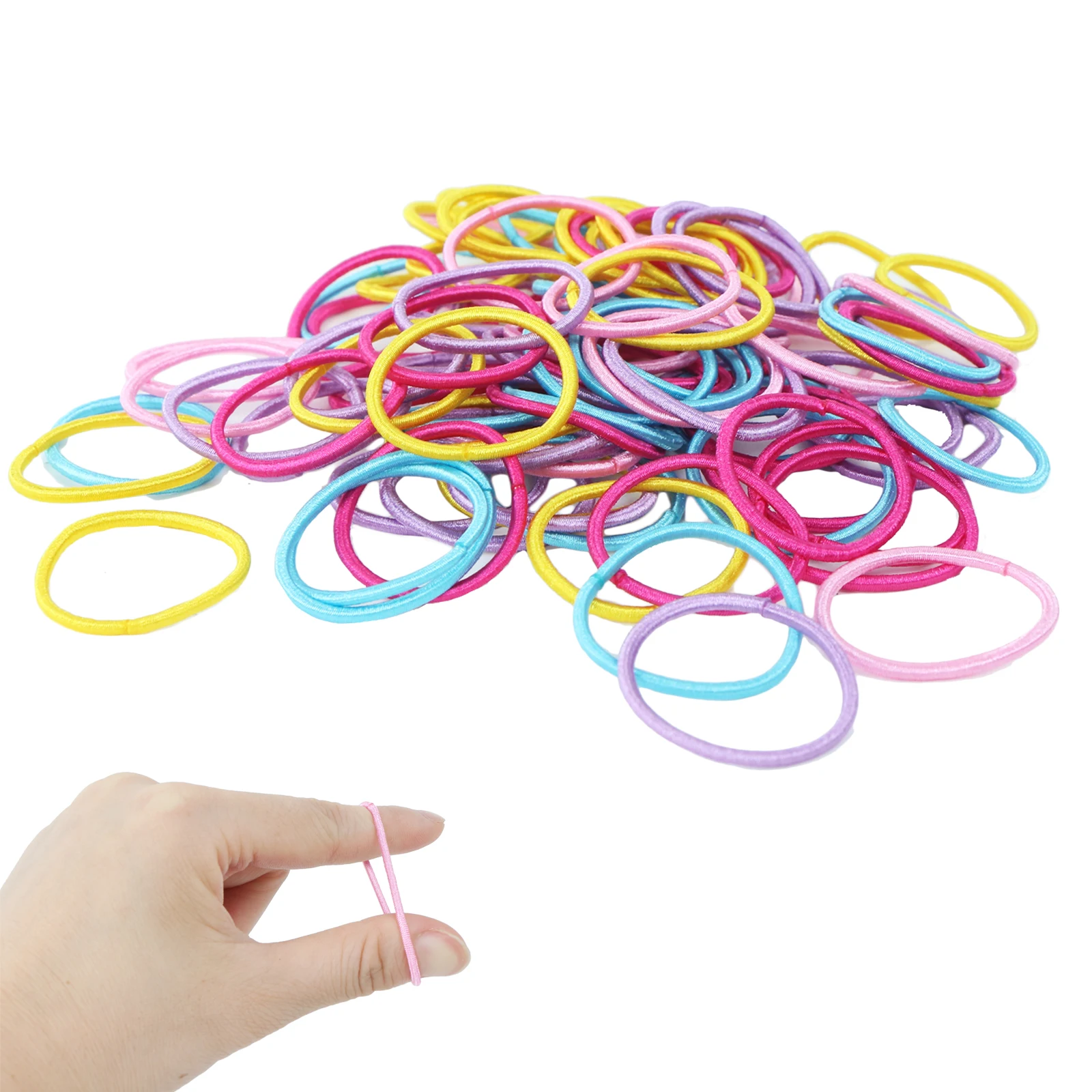 100PCS/Set Girls Candy Colors Nylon 3CM Rubber Bands Children Safe Elastic Hair Ponytail Holder Kids Accessories | Детская одежда и