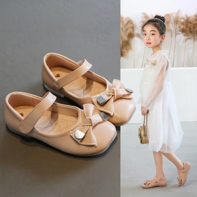 

3 4 5 6 7 8 9 10 11 12 Years Fashion Bow Big Girls Kids Shoes Princess 2021 Elegant Children'S Leather Shoe For School Non-Slip