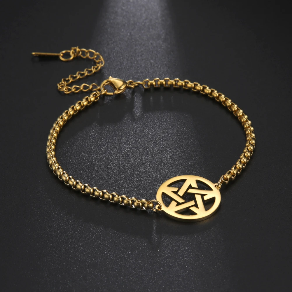 Женские браслеты с узлом Witch Pentagram Triquetra Celtics для женщин браслет-цепочка Figaro из