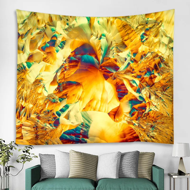Yellow Psychedelic art Mandala Printed Polyester Tapestry Wall Hanging For Decorate Home Living Room Bedroom Office 6 Sizes | Дом и сад