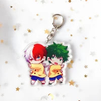 anime collection my hero acade keychain cool green valley blowing frozen cartoon figures key ring double sided acrylic key chain