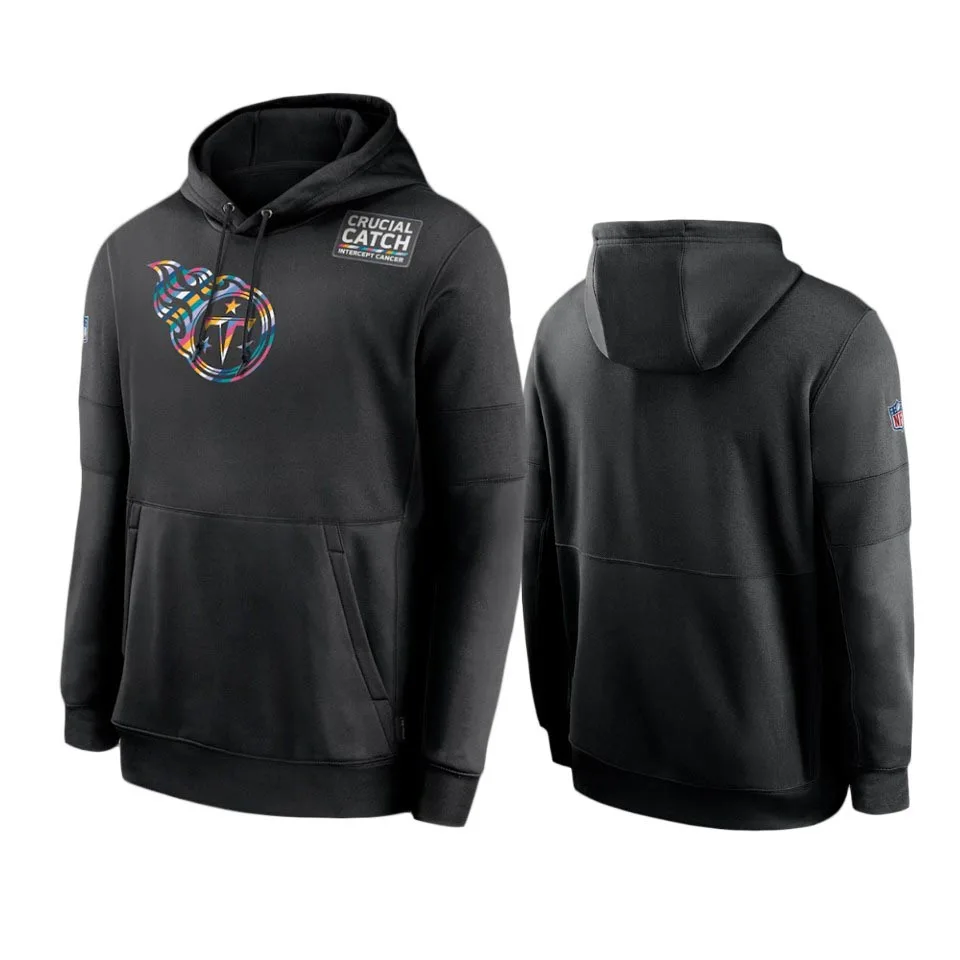 

Men's Tennessee Black Sideline Titans Performance Crucial Catch Pullover Hoodie