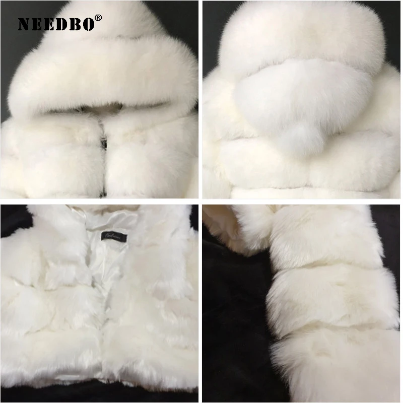 High Quality Cropped Winte Faux Fur Coats Women Jackets Furry Warm Winter Fur Jacket Hooded Manteau Femme Oversize Outerwear