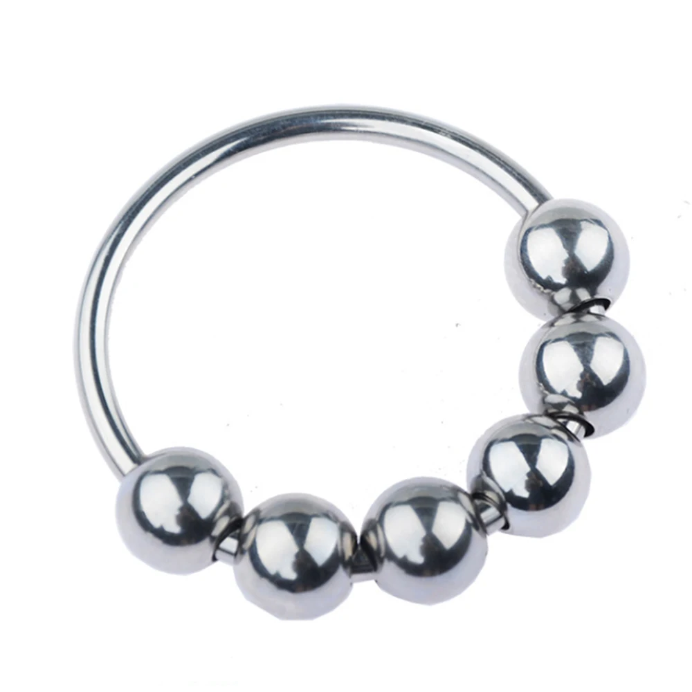 VETIRY Metal Penis Ring With 6 Beads Glans Stimulator Sex Toys for Men Male Delay Ejaculation Stainless Steel Cock | Красота и