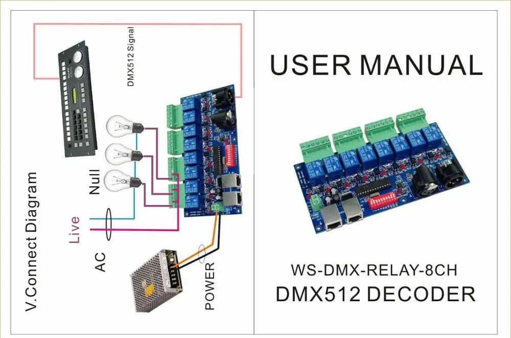 DYKB 8 канальный DMX512 Контроллер релейный переключатель dc 12v преобразователь Way для