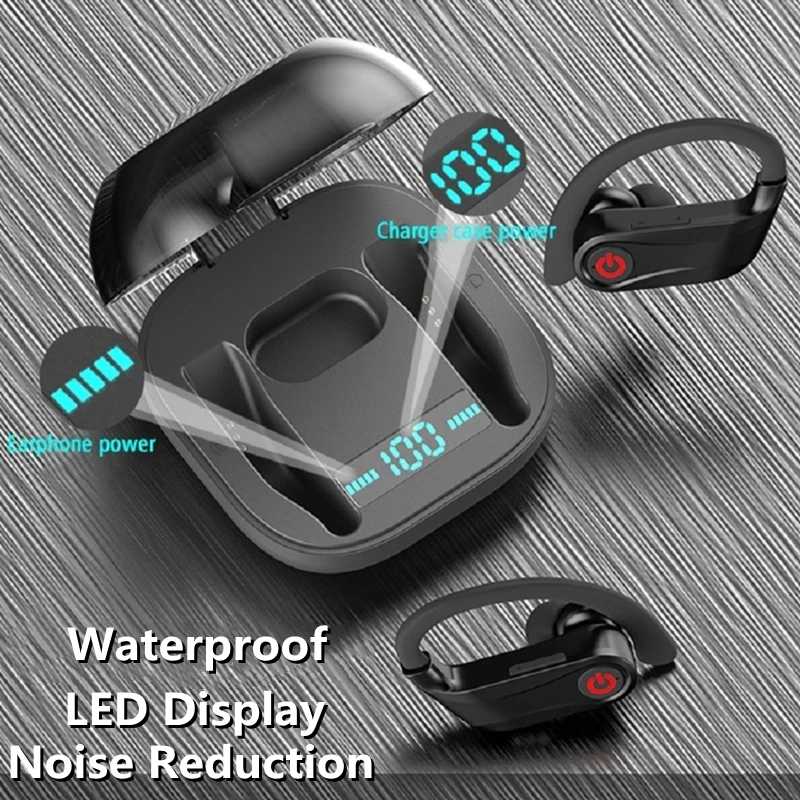 

Спортивные Bluetooth Беспроводные наушники с микрофоном, IPX5 водонепроницаемые Hi-Fi стерео шумоподавляющие наушники с крючками, Bluetooth наушники