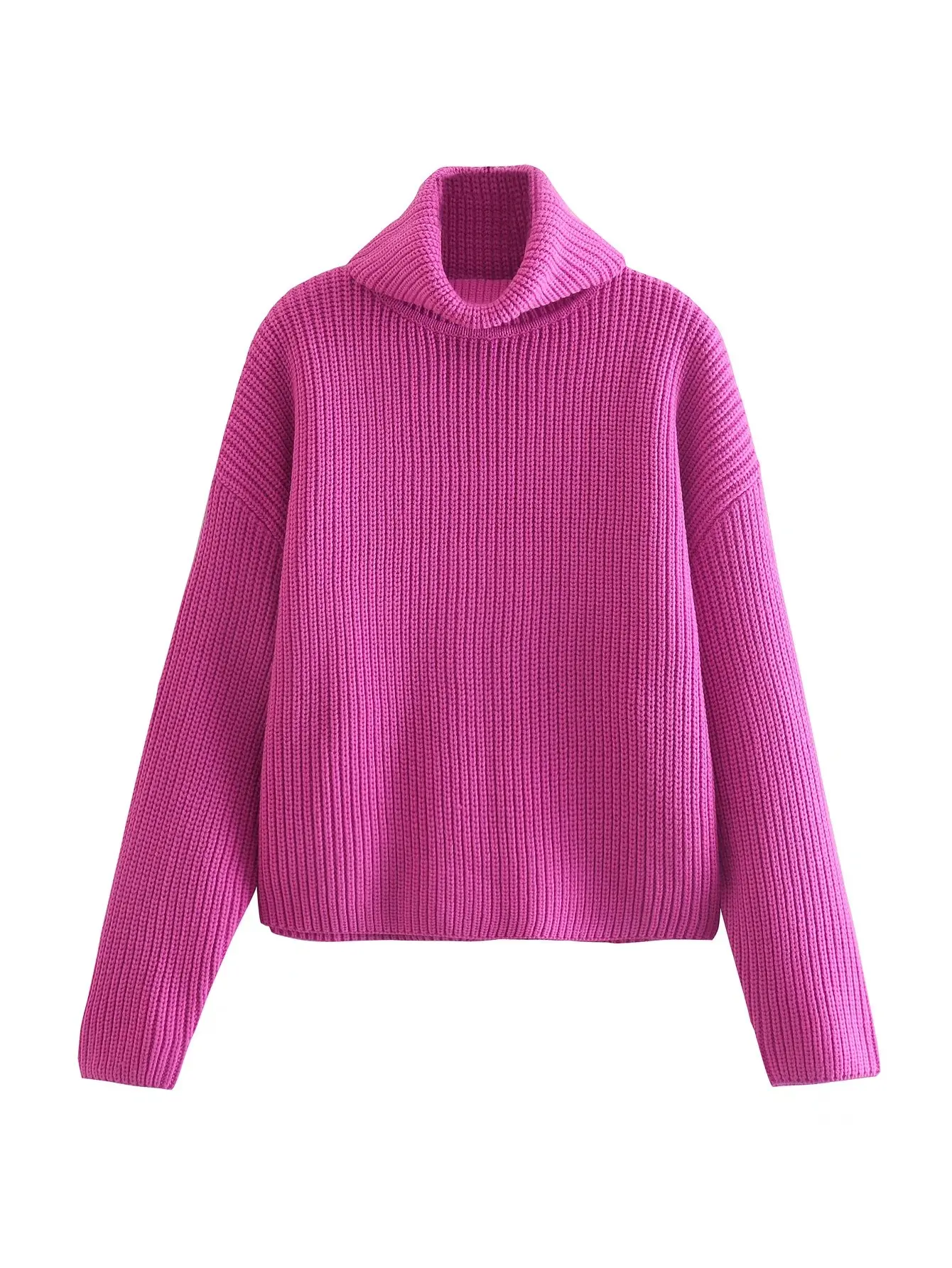 

Willshela Women Fashion Solid Knitted Sweater Vintage Long Sleeves Stand-Up Collar Female Chic Lady Casual Knit Pullover