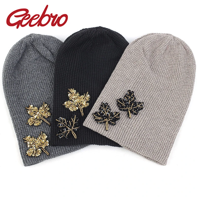 Geebro модные женские туфли дерево бисер Стразы Вязание с голенищем гармошкой Шапки