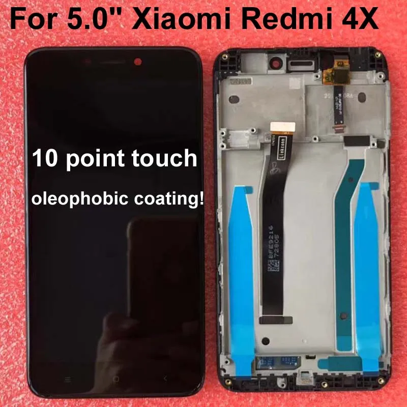 Для 5," Xiaomi Redmi 4X ЖК-экран+ сенсорная панель дигитайзер с рамкой для Redmi 4X дисплей Поддержка 10Touch