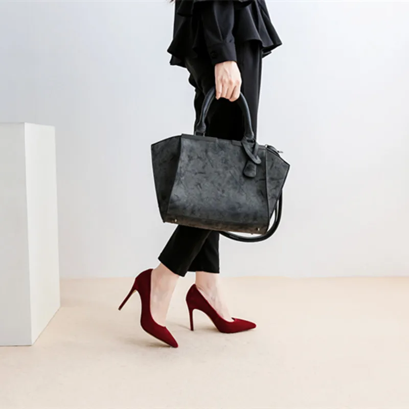 

New Velvet High-heeled Shoes with Thin Heels and Shallow Pointed Women's Shoes Sexy Work Shoes