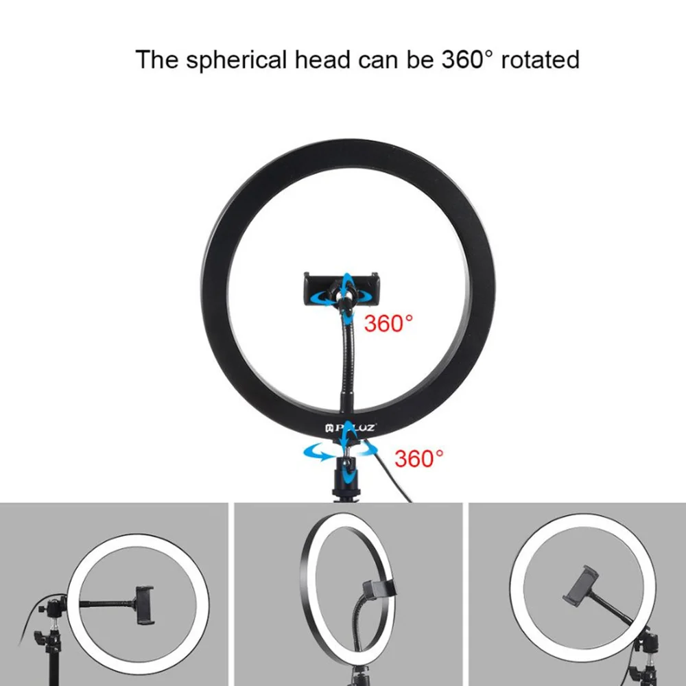 

10 Inches Flexible Beauty LED Lamp Desktop Live Filling Light Creative Cold Warm Lamp (Black)