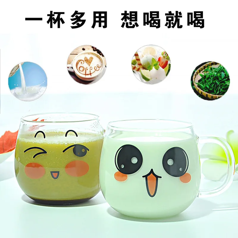 

150ml Glass creative cartoon expression water glass glass cute coffee cup mug couple gift