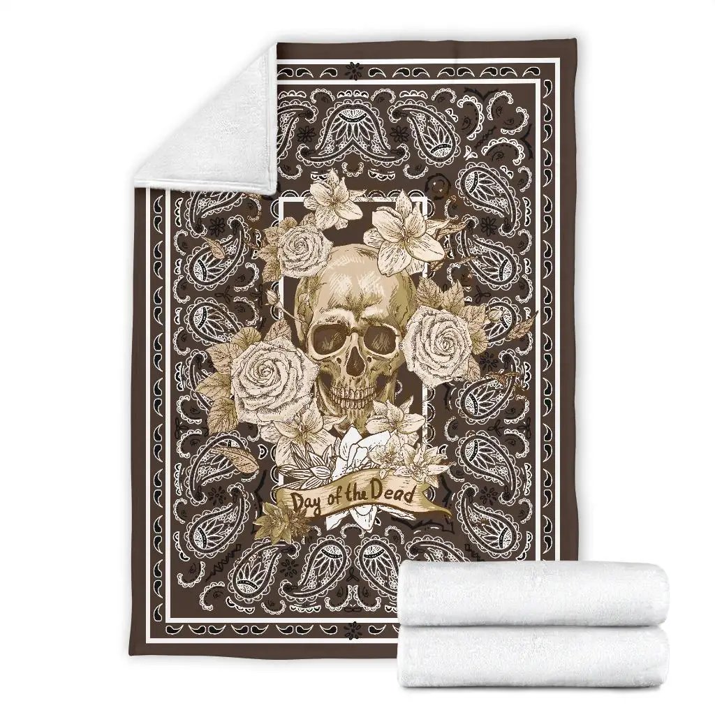 

Dead Skull Printed Sherpa Blanket On Bed Home Textiles Dreamlike HOME ACCESSORIES