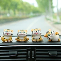 dropshipping tiger figurine resin cute cartoon tiger statue ornament miniatures desktop decoration for car