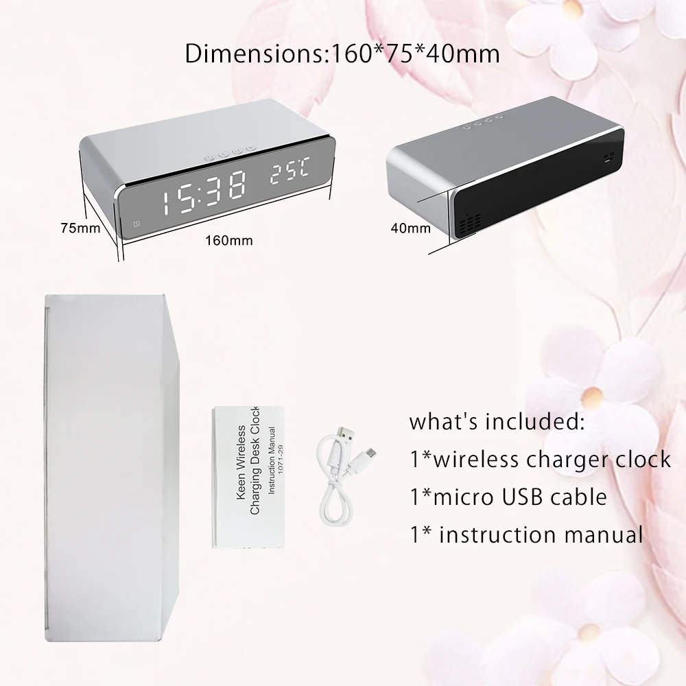 

15W Wireless Charger LED Alarm Clock Phone Wireless Charger Qi Charging Pad Digital Thermometer For IPhone 11 Pro XSMax X Huawei