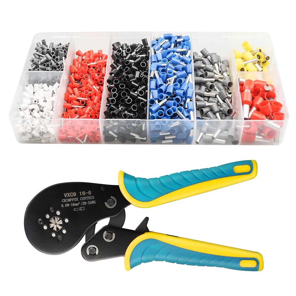 

Ferrule Crimping Tool Kit, VXC9 16-6 High Carbon Steel Claw Hexagonal Crimping Pliers 28-5AWG High Precision Clamping Pliers