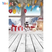 christmas snowman window gift wooden floor wall home decor backdrop photography custom photographic background for photo studio